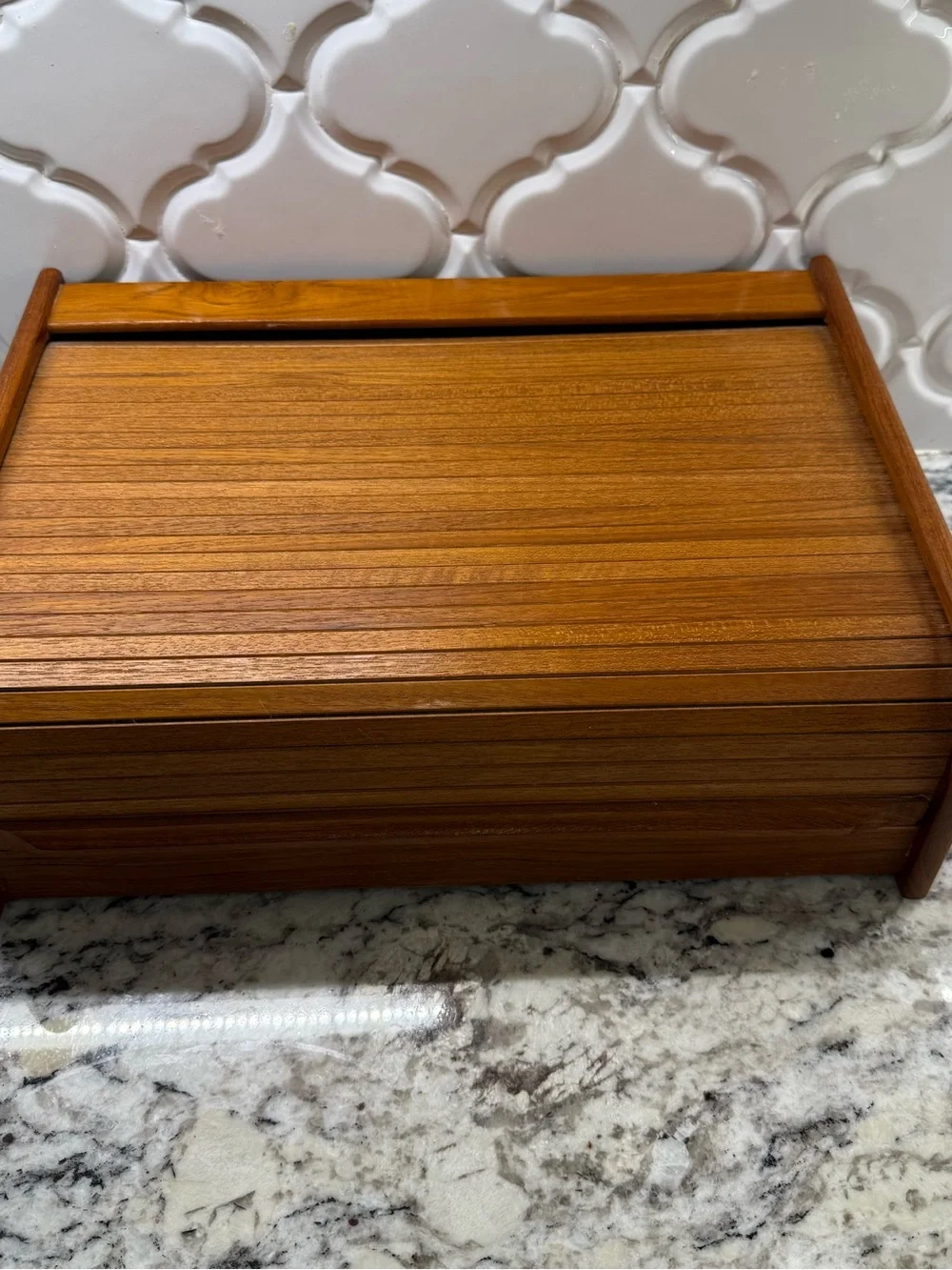 VTG Oak Wood Tambour Roll Top Desk Organizer Mail Sorter ALS Industries MCM